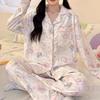 Milk Huhu Cute Cartoon Printed Pajamas Women'S Autumn Long-Sleeved Suit Loose Loungewear Can Be Worn Outside