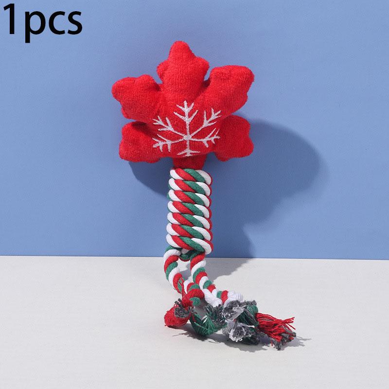 Pet Christmas Supplies Dog Toy Teeth Cleaning Rope Knot Cotton Rope Toy Cute Cartoon Chewing Toy