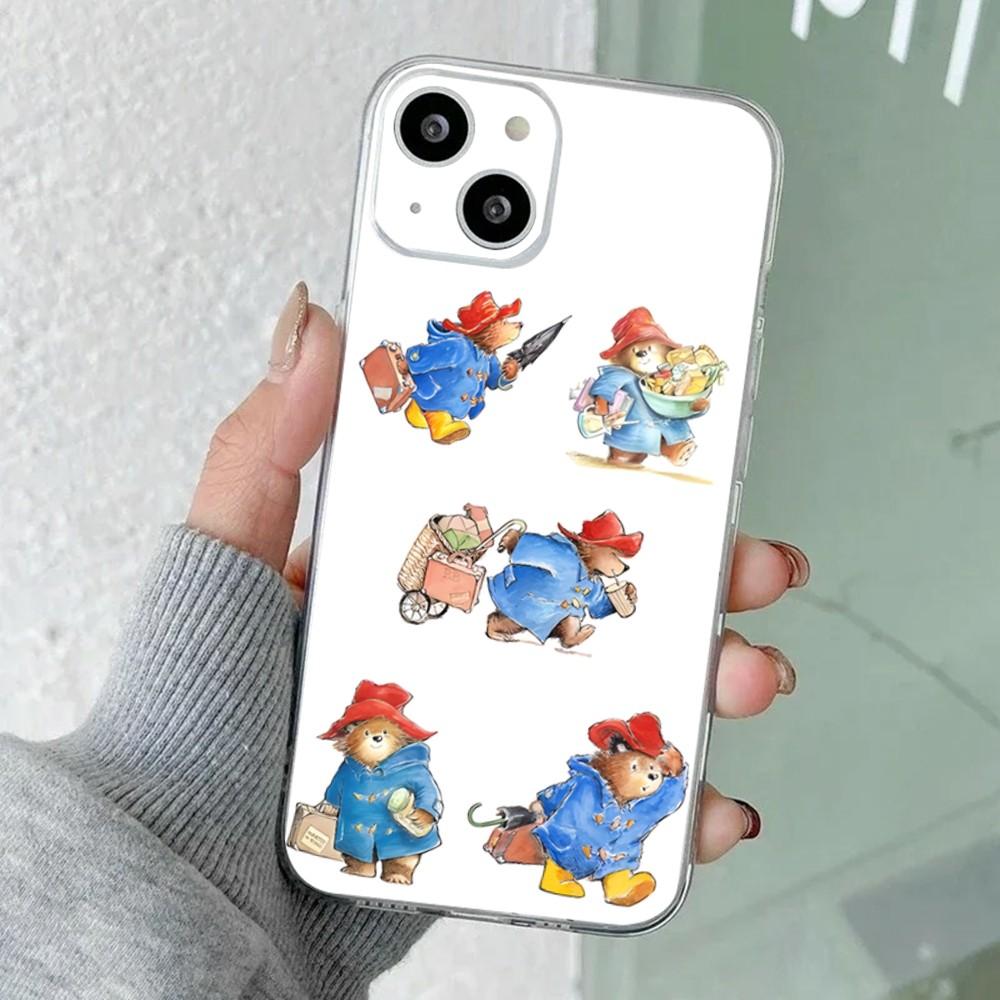 Cute P-Paddington Bear Phone Case For iPhone 16,15,14,13,12,11 Plus,Pro,Max,XR,XS,X,7,8 Plus,SE,Mini Transparent Silicone Soft