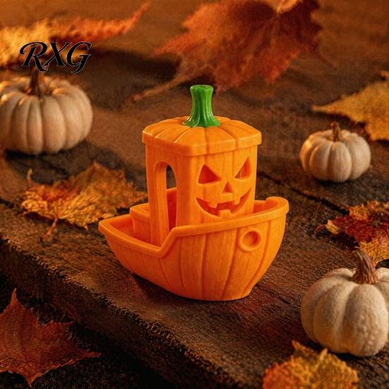 Halloween Party Decorations 3D Printed Boat Figurine, Spooky Ghost Pumpkin Realistic Ship Decor Statue for Tabletop Home Detailed