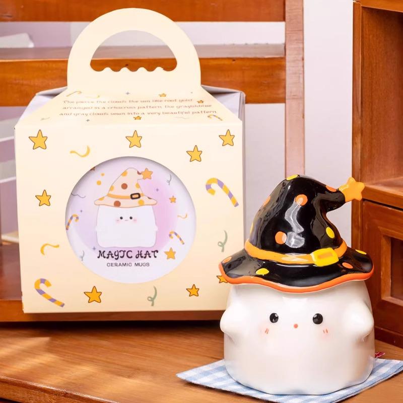 Quirky Ghost Ceramic Mug with Lid - Unique Birthday or Graduation Gift for Her