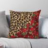 Leopard And Roses Square Pillowcase Polyester Linen Velvet Printed Zip Decor Pillow Case Car Cushion Cover