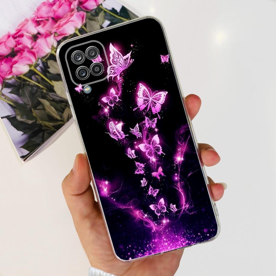 For Samsung Galaxy A12 Case Transparent Cover Fashion Flower Slim Soft TPU Phone Case For Samsung A12 SM-A125F M12 F12 A 12 Capa
