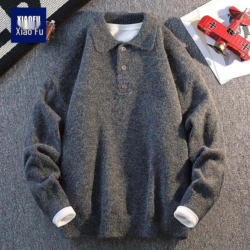 Men's Relaxed Fit Turn-down Collar Knit Sweater