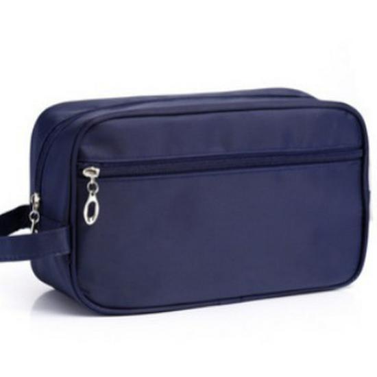 Waterproof Double Layer Toiletry Bag for Men & Women - Large Capacity Travel Makeup Organizer темно-синий