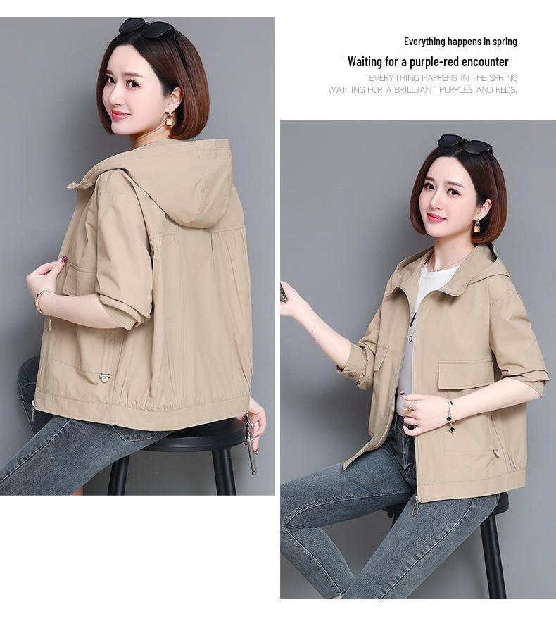 Women's Petite Hooded Trench Coat - Casual & Stylish for Spring & Autumn