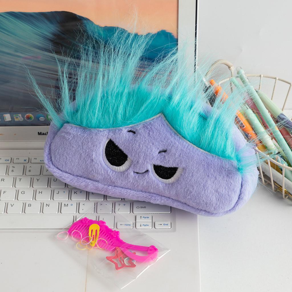 Cartoon Plush Pen Bag With Large Capacity For Students And Office Supplies
