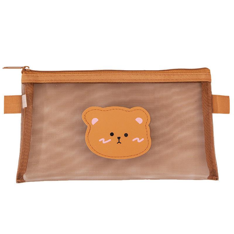 2025 New Japanese Style Little Bear Transparent Pencil Case - Cute, Large Capacity for Students