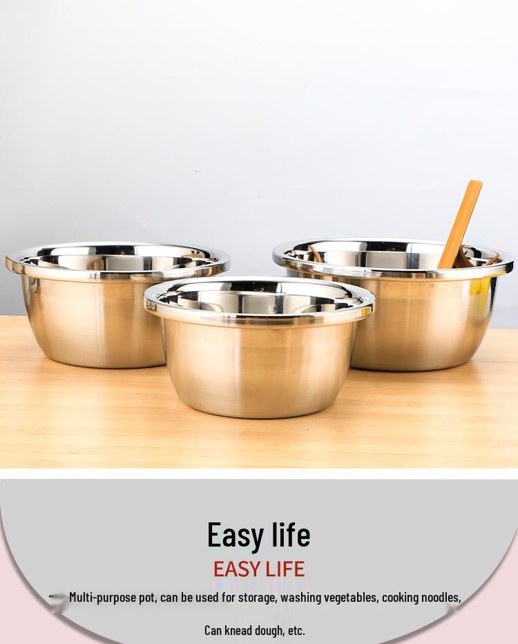 304 Stainless Steel Multi-Use Basin with Lid - Ideal for Washing Vegetables, Kneading Dough, Mixing, and Cooking
