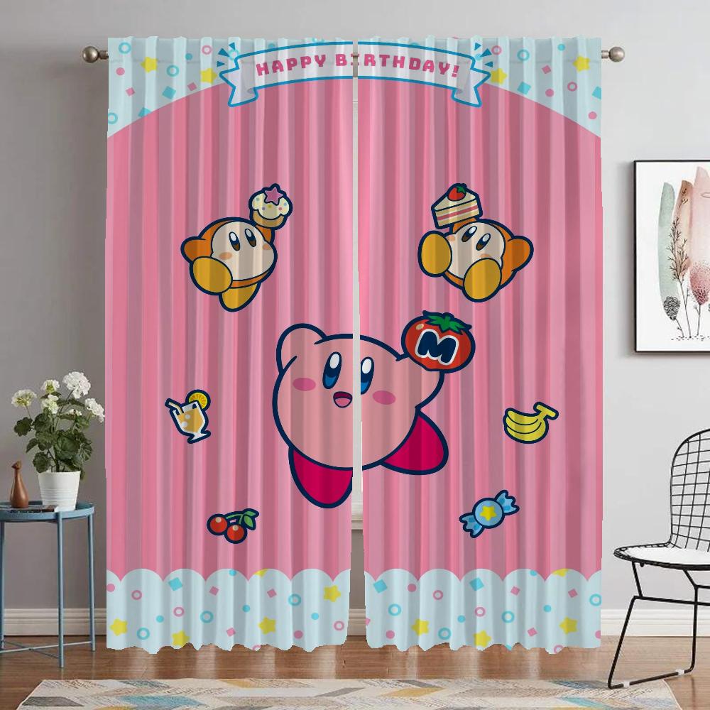 Partition Kirbys Blackout Curtain for Room 2 Panel Curtains for Bedroom Halloween Decoration Shades Home Interior Curtains Child