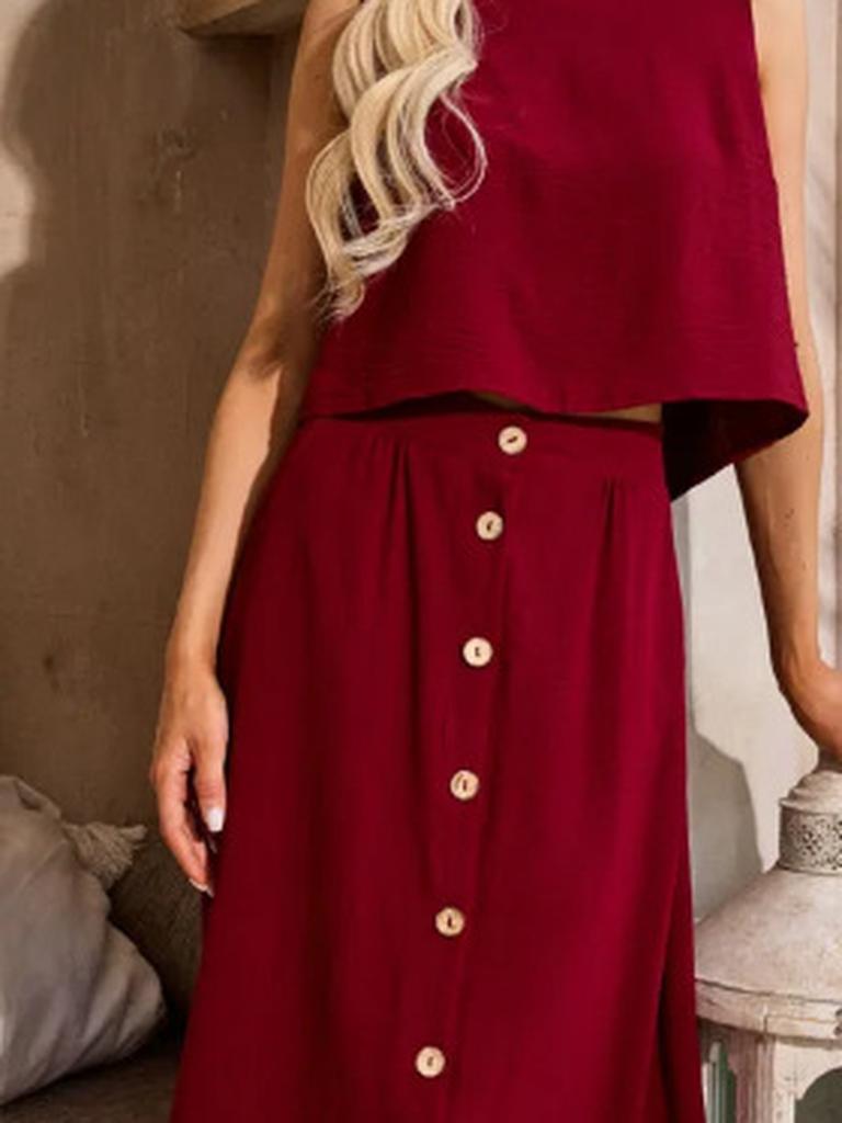 Wind New Round Neck Fashion Women's Clothing Sleeveless Set