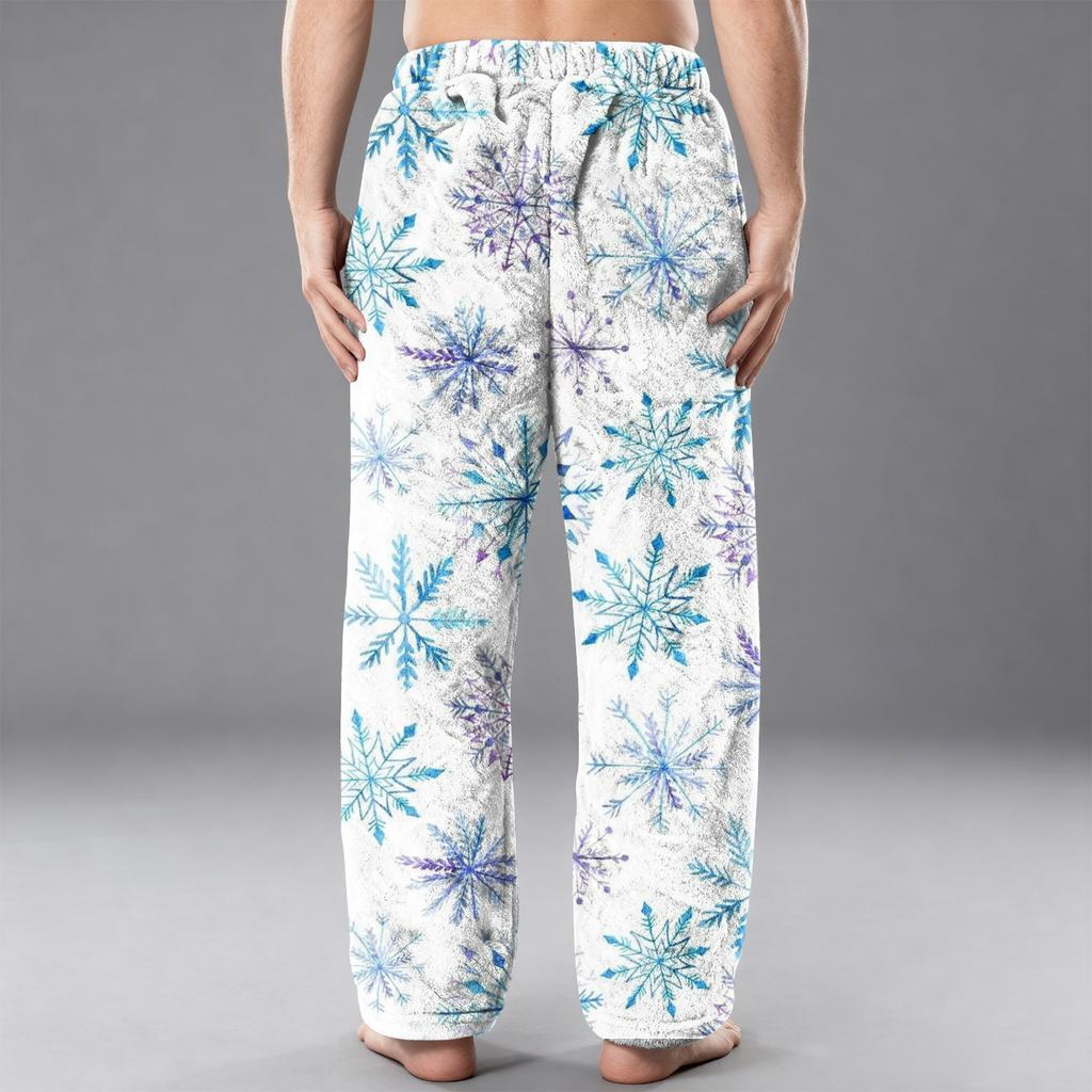 Men's Flannel Pocket Casual Pants, Printed Pocket Casual Pants, Home Sleeping Pants