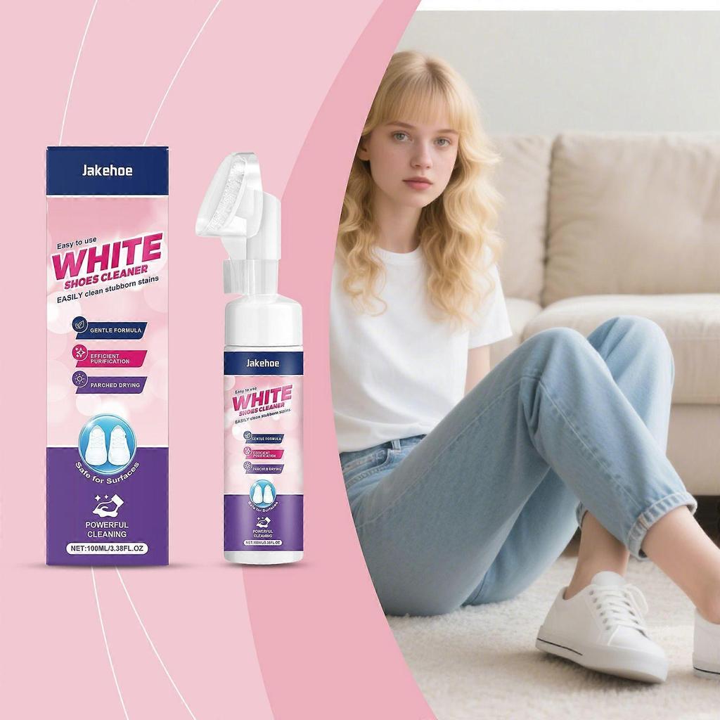 #1-5x 100ml Weißer Schuhreiniger, für Sneaker und weiße Schuhe, Reinigt Vergilbungen und Flecken, Ohne Spülen, Tragbarer Reiniger