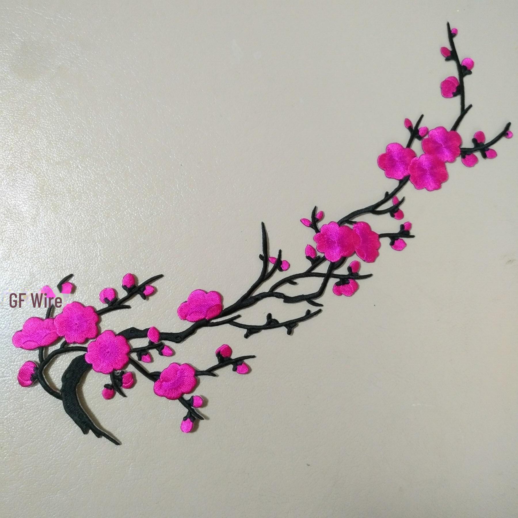 

Вышитая нашивка «Цветок зимней сливы» для чонсама — своими руками в китайском стиле с термонаклейкой 15X36 cm розы красного