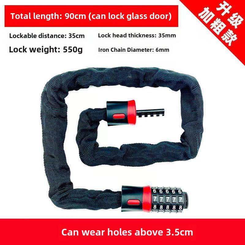 Electric Motorcycle Anti-Theft Chain Lock for Bikes and Doors