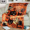 Halloween Pumpkin Ghost Print Flannel Blanket Cozy Warm Throw Bedroom Sofa Present Indoor Home Holiday Lounge Bedding Decor