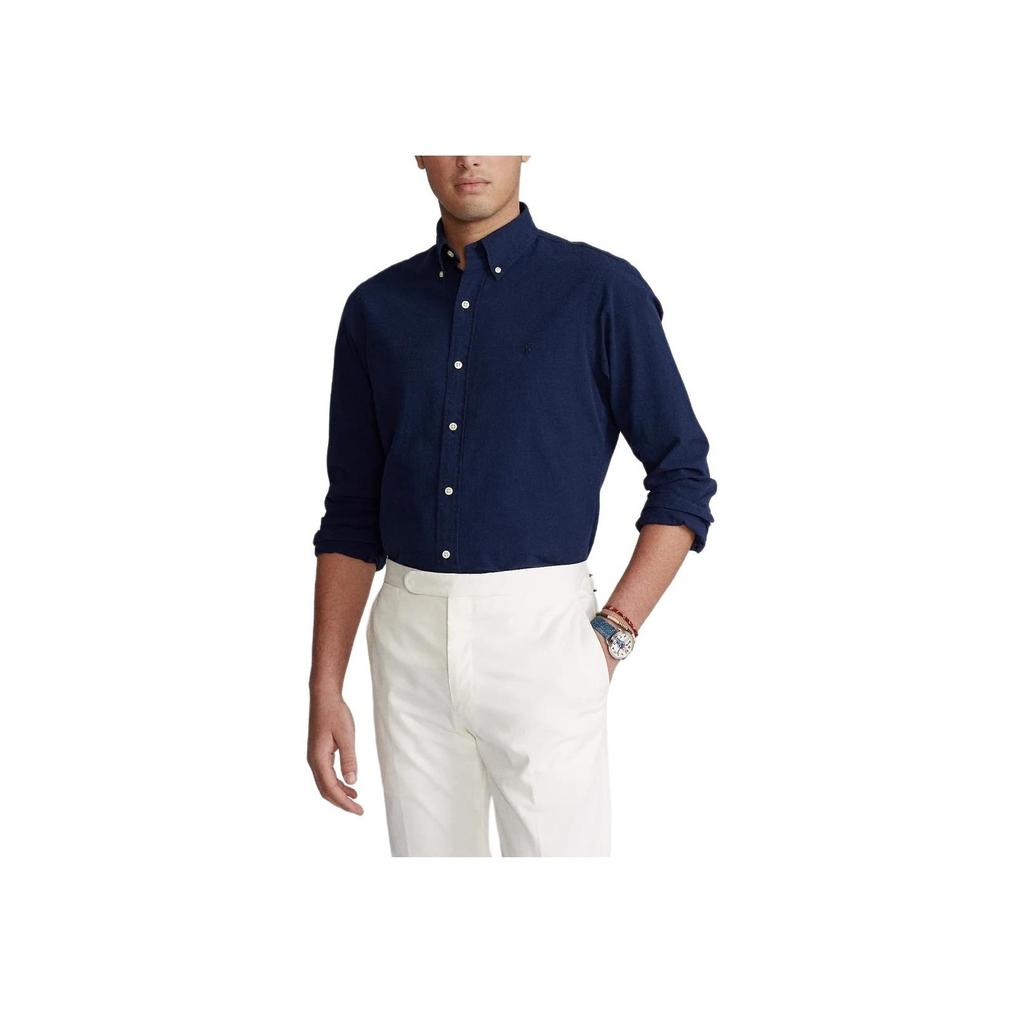 Polo Ralph Lauren SS23 Solid Color Long Sleeve Button Down Shirt With Pony Embroidery Men Shirts Dark-Blue MNPOWOV16821511-410