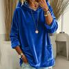 Women'S Solid Color Velvet Hoodie Oversize Long Sleeve Sweatshirt With Pockets Casual Loungewear Cozy Pullover Top