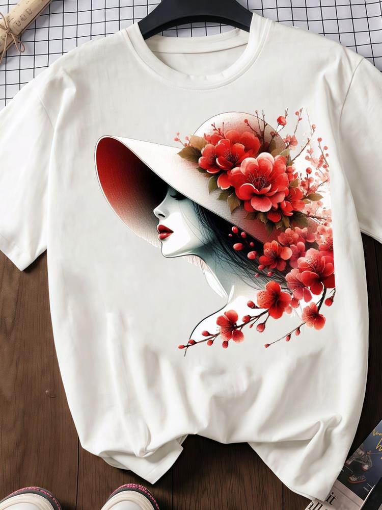 (Asian Size) trend watercolor cute Print O-neck Short Sleeve T-shirts Fashion Female Casual Women's Top T Clothing  Graphic Tee