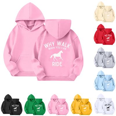 Pulover casual pentru copii cu gât rotund și imprimeu, cu mâneci lungi și glugă