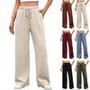 New Solid Color Pocket Wide Leg Pants Women's Pants