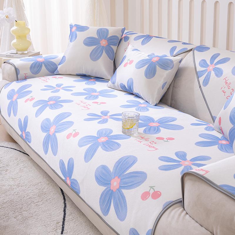 Sofa Cushion New Summer High -End Ice Silk Seat Cushion For Summer Cool Washable Non -Slip Sofa Cover Cover Cloth 