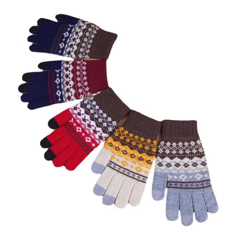 New Touch Screen Gloves Are Piled and Thickened, Winter Jacquard Warm Gloves, Men's and Women's Gloves.