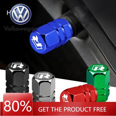 Pour VOLKSWAGEN VW 4 Pièces Bouchons de Valve de Pneu de Voiture en Métal 3D Cache-Poussière de Roue Pour R Volkswagen CC R-Line Beetle Tiguan GTI Arteon Tayron