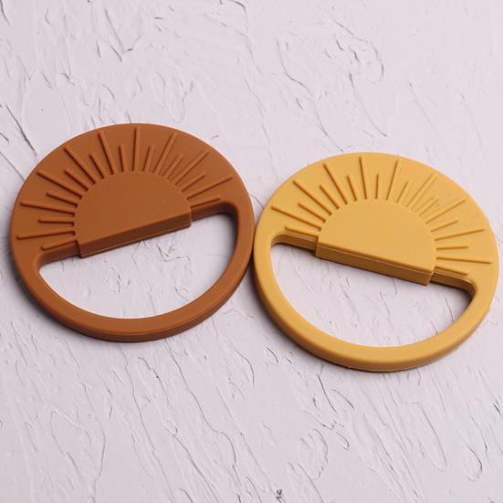 

Yousheng Baby Silicone Teether Toy with Integrated Handle Food Grade BPA Free Heat-Resistant Semi-Circular Easy to Hold Infant Molar Teether