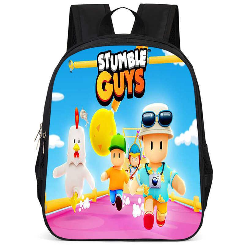 Stylish Stumble Guys Game Print Backpack Durable Oxford Cloth School Bag For Kids