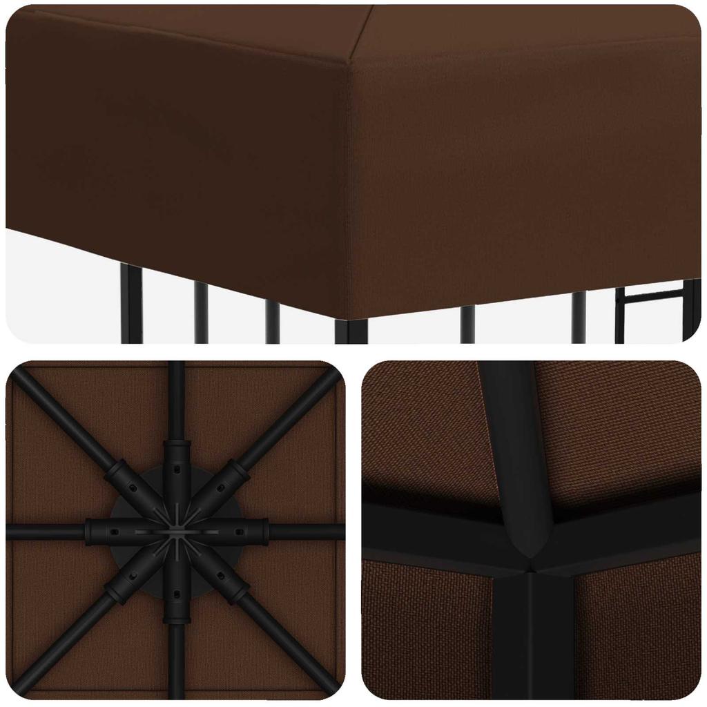 Garden Pavilion 3 X 3 M Brown Polyester and Steel 190 Gsm
