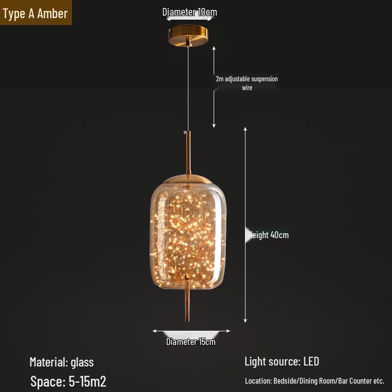 Elegant Art Glass Pendant Light for Bedroom and Bar