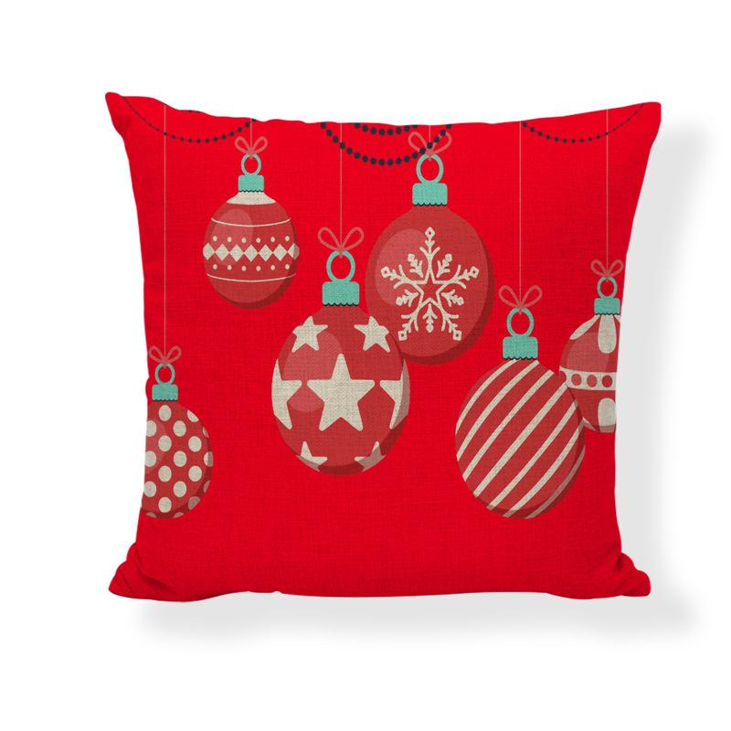 Red Series Santa Claus Pattern Throw Pillow Cover with Short Plush Print for Living Room Sofa Decoration Cushion Cover