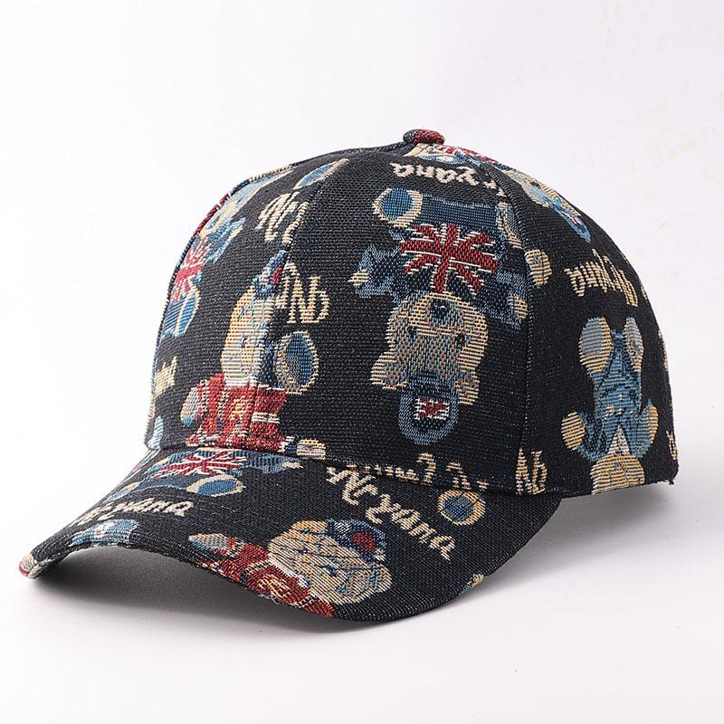 Autumn and winter new printed letter bear baseball cap European and American fashion thermal cap
