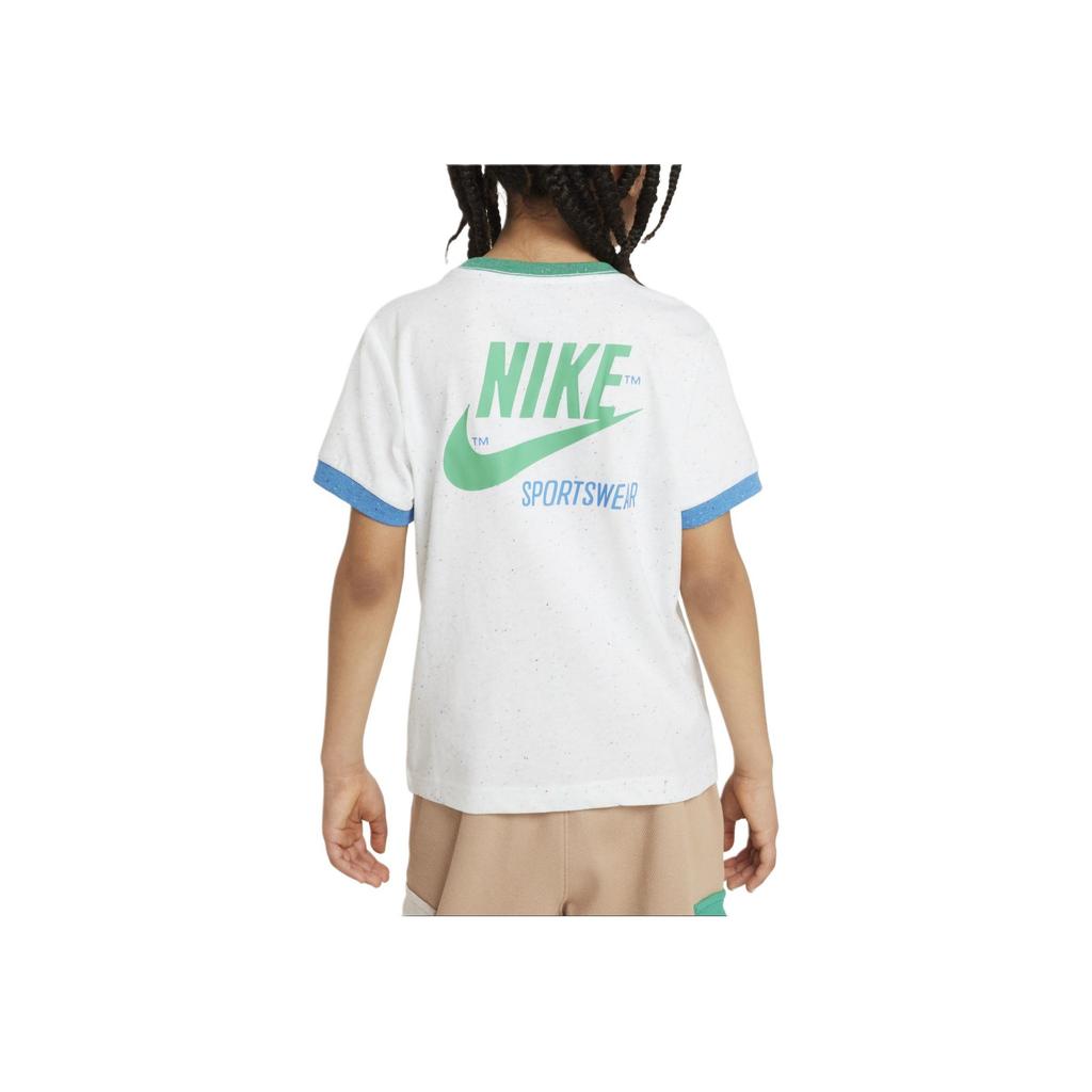 Nike Sportswear Letter Logo Round Neck Casual Short Sleeve T-Shirt Kids tops White HF2119-100
