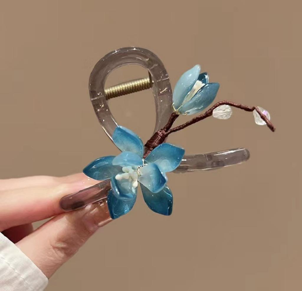 Nouvelle Pince à Cheveux Fleur Pour Femmes Élégante Style Chinois Magnolia Feuille de Bambou Fleur de Pêcher Pinces à Cheveux Été Plage Griffes de Requin