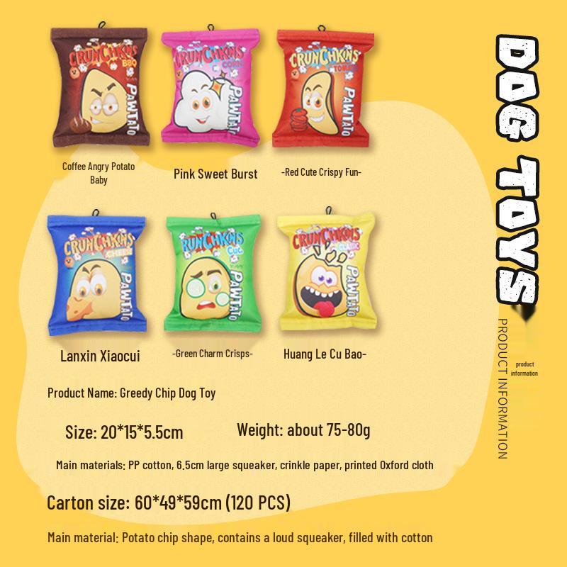 Interactive Crinkle Chip Dog Toy - Durable, Teething & Boredom Relief for Small/Medium Dogs