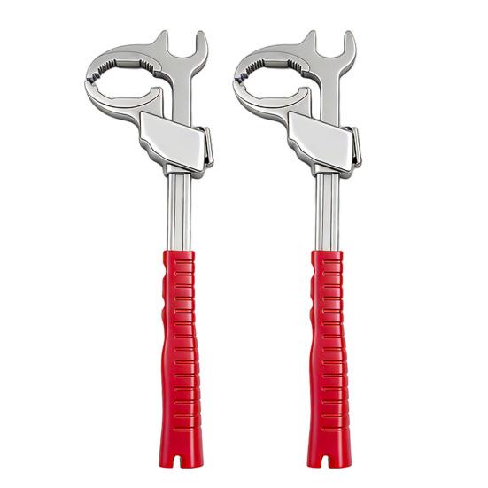 1/2Pcs Bathroom Wrench Multi-Head Interchangeable Socket System Double-Head Pipe Wrench with 86mm Adjustable Mouth Faucet Valve Repair Tool