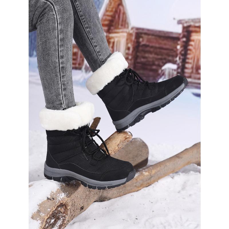 Waterproof Snow Boot Women's Plush Cotton Shoes Ladies Warm  High-top Boots Winter Outdoor Sneakers for Trekking Hiking