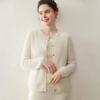 Women's 100% Pure Cashmere Cable Knit Round Neck Cardigan Sweater for Autumn and Winter