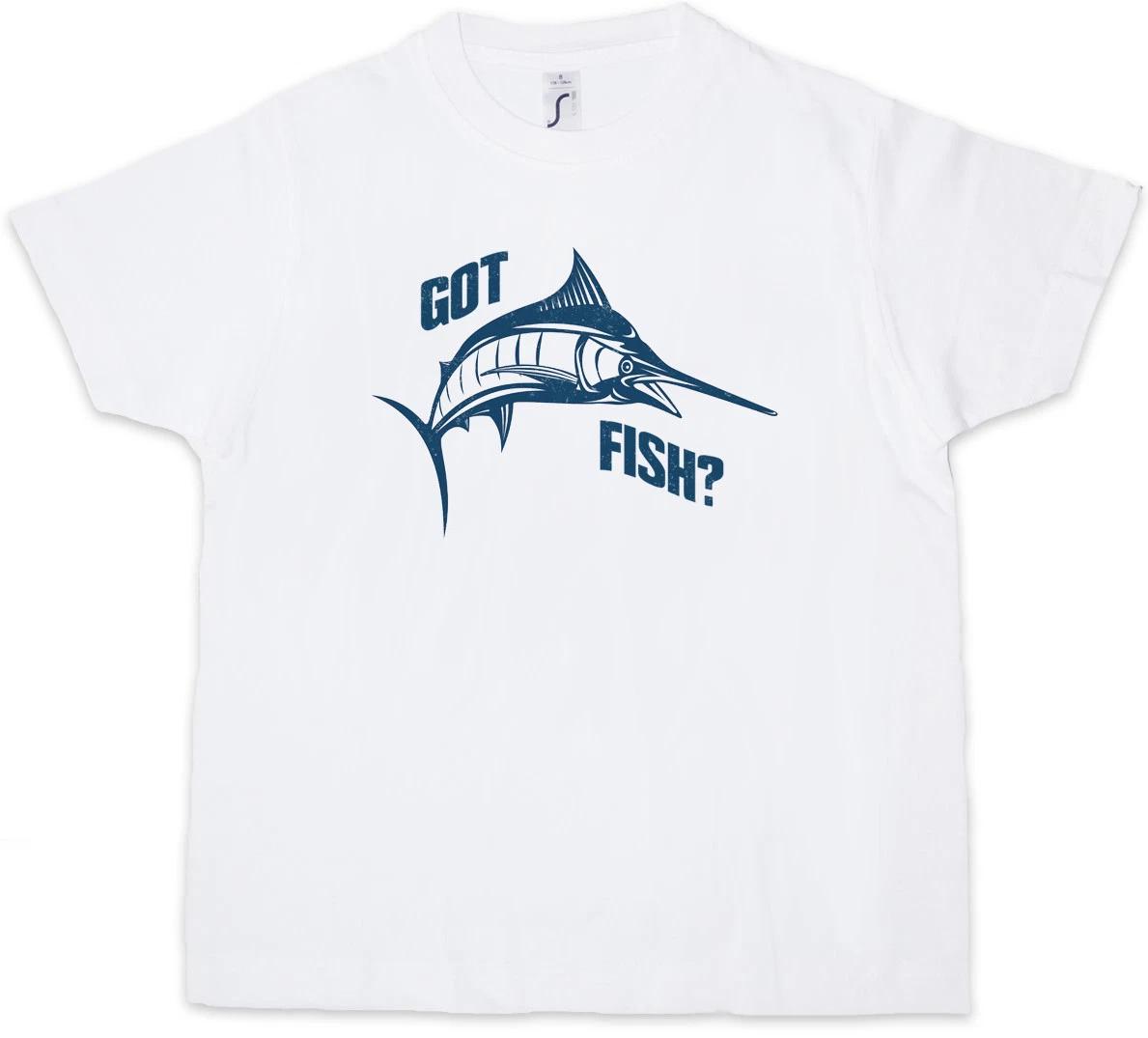 GOT FISH? Kids Boys T-Shirt Fishing Fisher Rod Pole Bone River Sea and Line 140