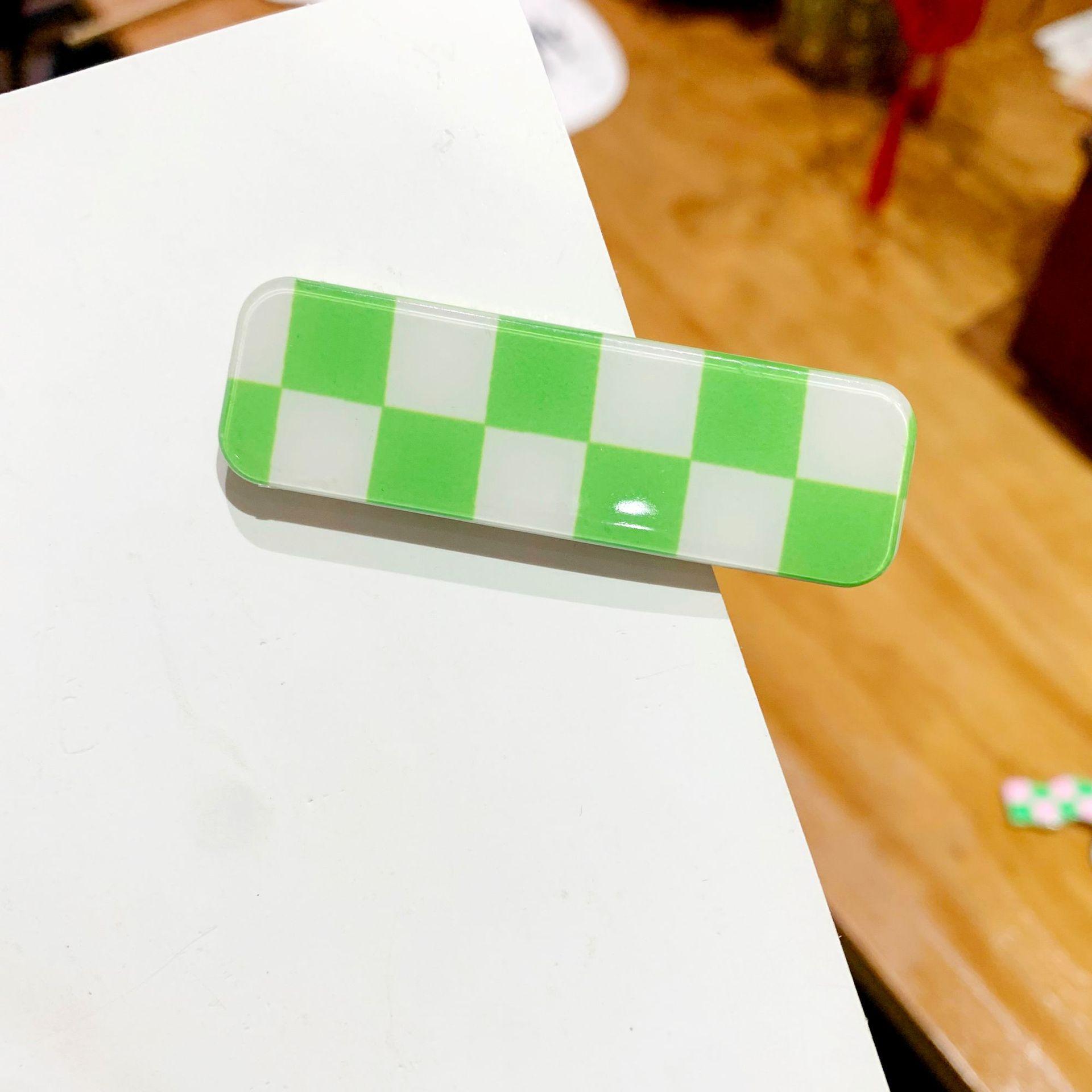 

Daily Hairpins Fresh Style Checkerboard Womens Colored Hair Accessories Green White