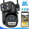 New New  12MP 6K WiFi Mini IP Camera Outdoor 8X Zoom Three Lens Dual Screen Home Security Camera Auto Tracking CCTV WiFi Surveillance