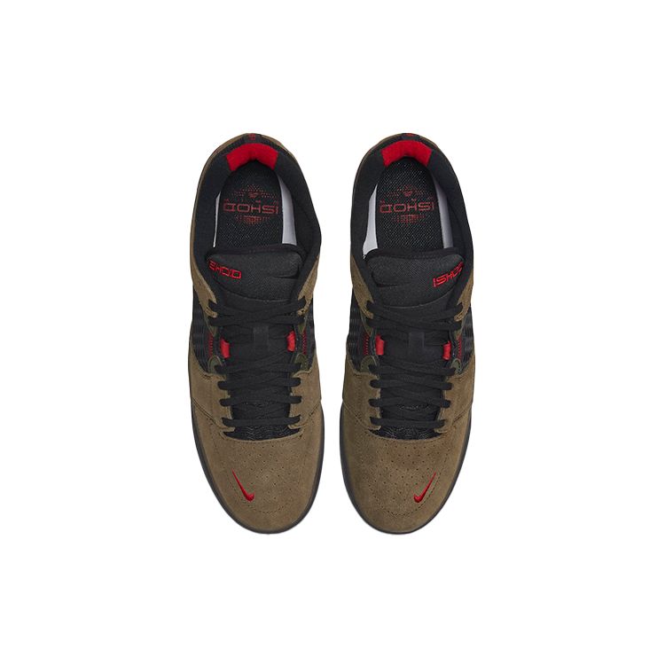 Nike Ishod Wair SB Light Olive Unisex Sneakers Brown Varsity-Red Black DC7232-300