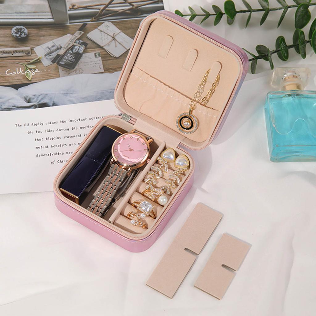 Jewelry Box PU Leathers Small Portable Travel Organizer Display Storage Holder Boxes for Rings Earrings Necklacets Gift
