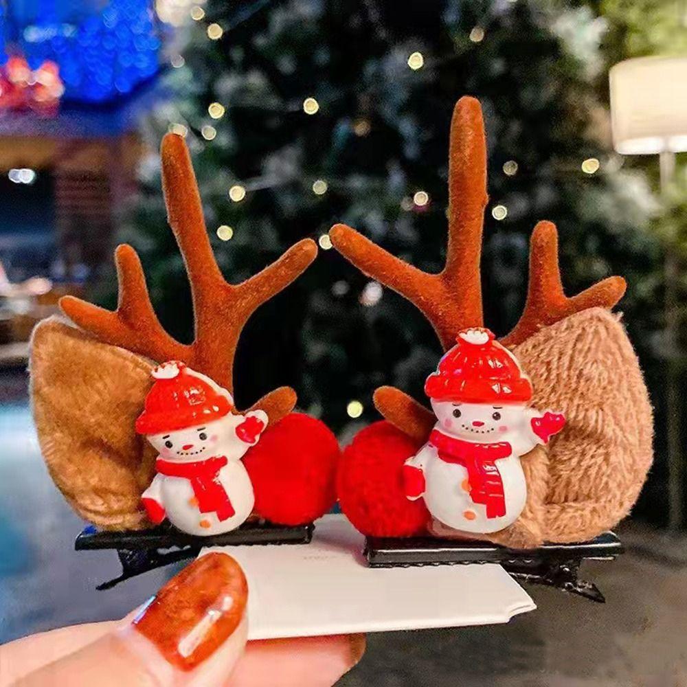 Xmas Ornaments Elk Ear Pine Cone Hairpins Hair Accessories Merry Christmas Decor Antler Hairpin