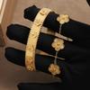ZAKOL Fashion Five-leaf Flower Stacked Bracelet Bangle for Women Elegant Versatile Stainless Steel Zircon Gift
