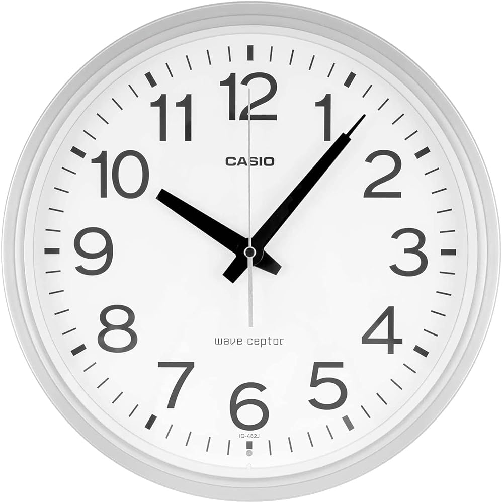 CASIO Wall Clock, Radio-Controlled, Silver, Analog, Nighttime Second Hand Stop, IQ-482J-8JF