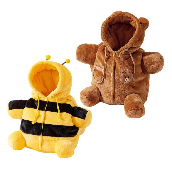 Cat Carrier Bag Plush Puppy Carrier Bag with Adjustable Crossbody Bee Design Travel Strap Cute Bear