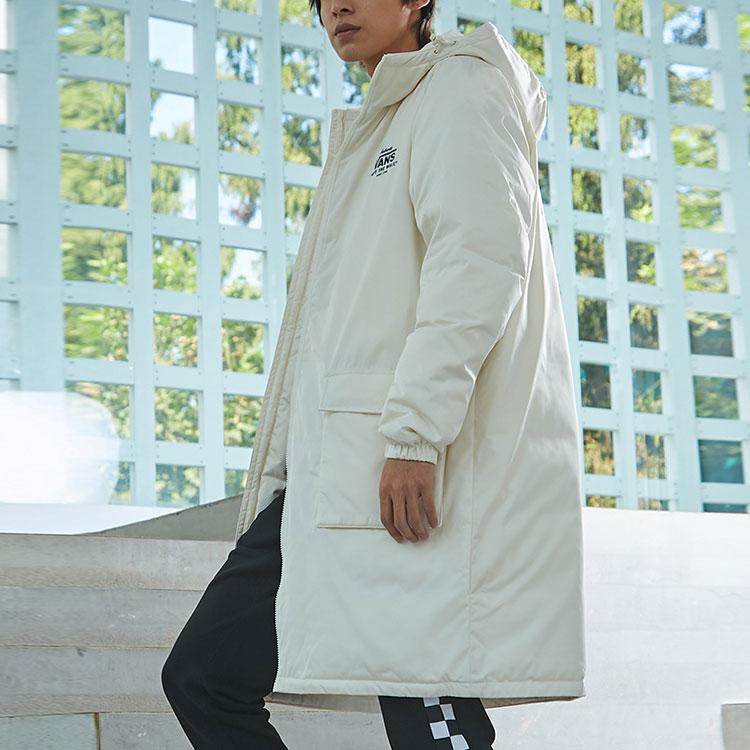 Vans Outdoor Quilted Lightweight Warm Long Hooded Down Jacket Unisex Outerwear Off-White VN0A5H6S3KS